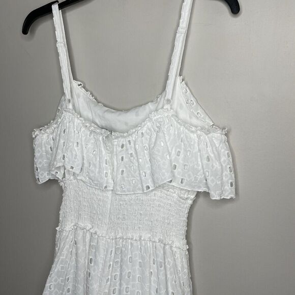 SLATE & WILLOW Ruffle Dress Women Large White Eyelet Midi Tiered 100% Cotton - Picture 11 of 15